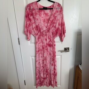 Pink Tie Dye Maxi Coverup Dress
